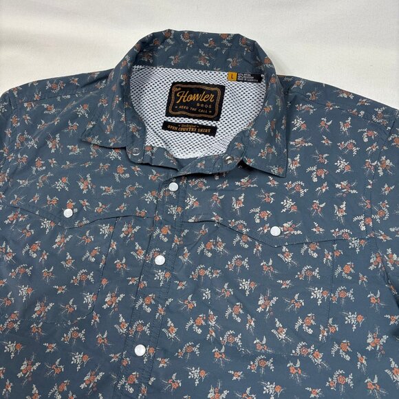 Howler Brothers Open Country Shirt Floral Hawaiian Western Cowboy Shirt Mens L - Picture 2 of 7